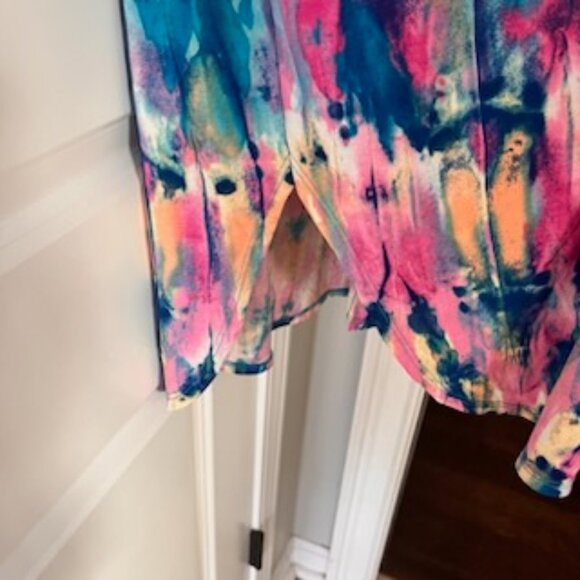Honeyme Kimono Robe Tie Dye Women's Large Vibrant Lounge Bathing Suit Coverup - Picture 9 of 12